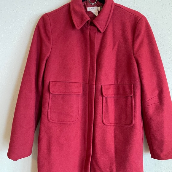 $90 J. CREW LINED WOOL COAT | RED | PETITE MEDIUM - Picture 10 of 12